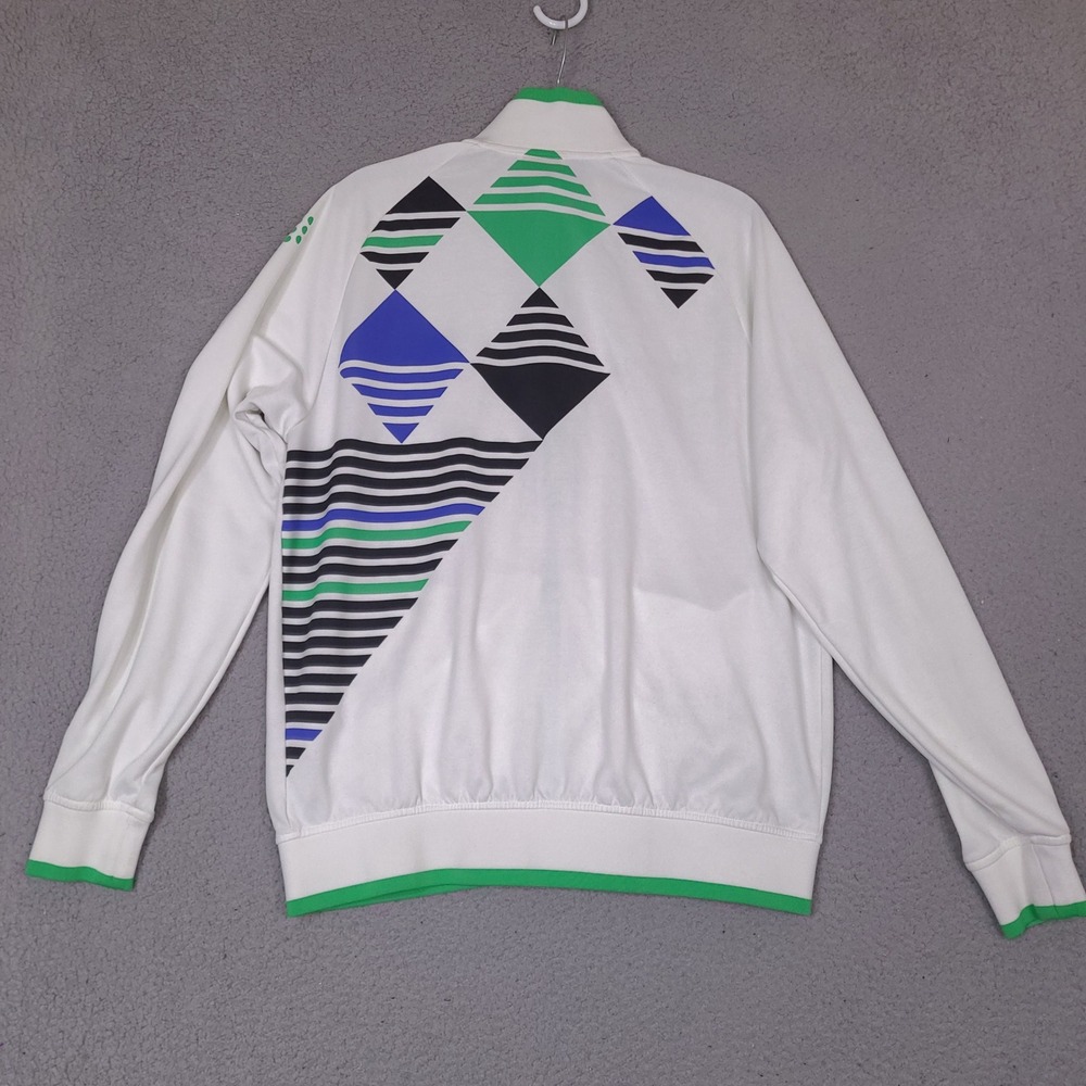 Puma Golf Track Jacket Mens Large White Green Streetwear Full Zip Activewear